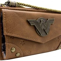DC Wonder Woman Comic Satchel Brown Coin & Card Clutch Purse