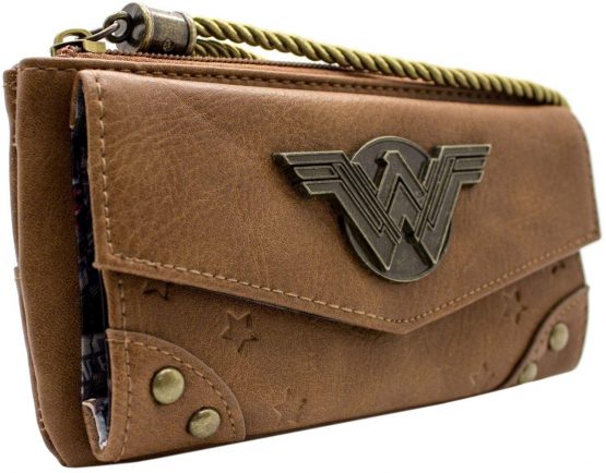 DC Wonder Woman Comic Satchel Brown Coin & Card Clutch Purse