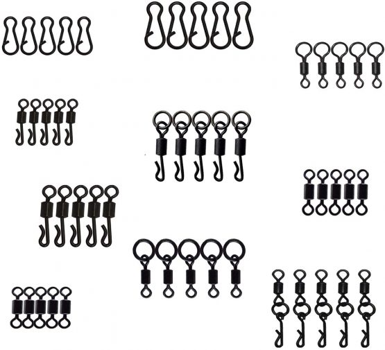 OROOTL Carp Fishing Accessories, 200pcs/Box Matte Black Fishing Clips Quick Change Clips Fishing Swivels Snap Carp Rigging Clips Fishing Terminal Tackle - Image 2