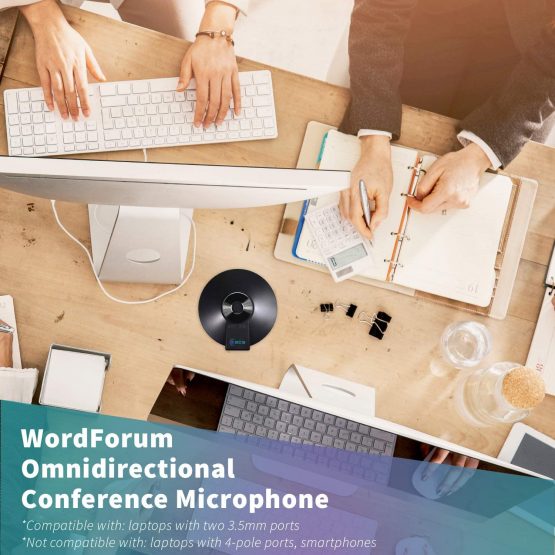 WordForum 3.5 mm 360° Stereo Conference Microphone - Omni-Directional Digital Recording For Meetings, Teleconferencing, Video Conferencing, Zoom, SKYPE, VoIP Calls with Daisy Chain Option - Image 2