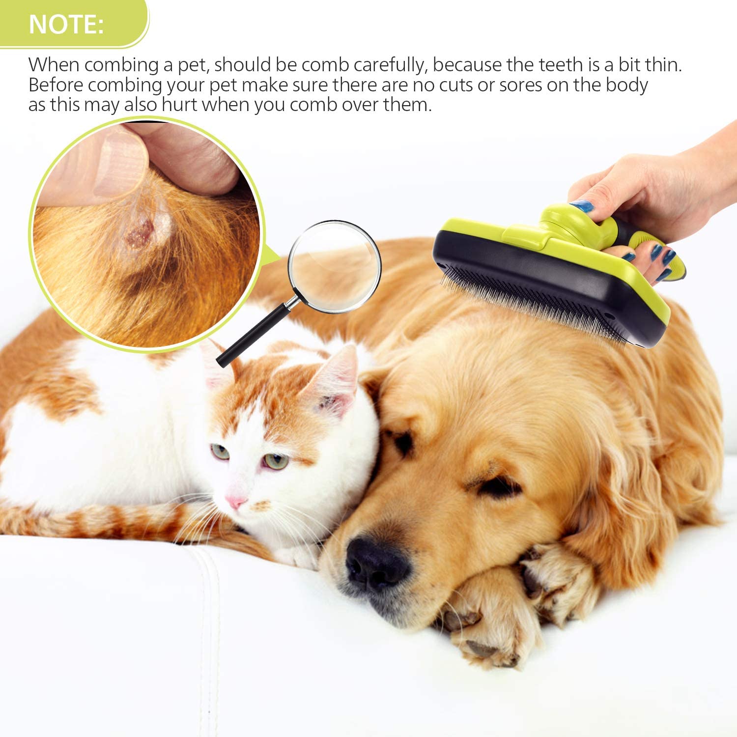 pecute Slicker Dog Brushes,Self Cleaning Pet Grooming Brush- Removes 90% of Dead Undercoat and Loose Hairs,Suitable for Medium and Long Haired Dogs Cats - Image 4