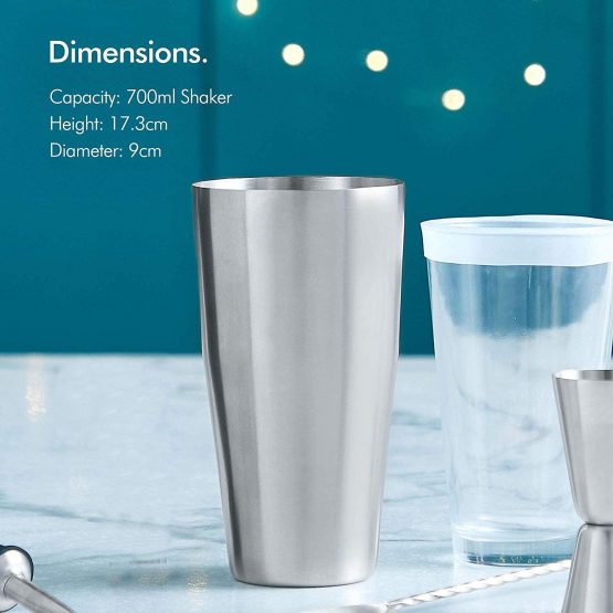 VonShef Cocktail Set – Boston Cocktail Shaker Kit 8 Piece in Gift Box with Accessories Including Glass, Jigger and Strainer - Image 2