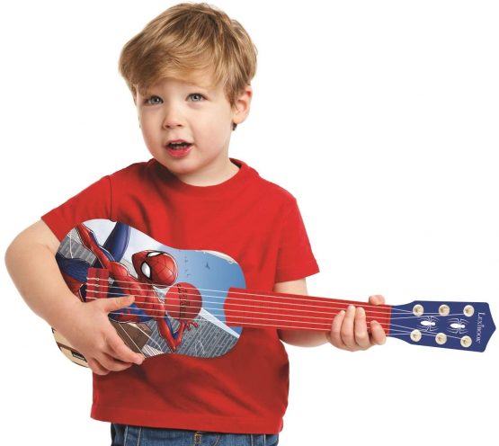 LEXIBOOK K200SP_01 Marvel Spider-Man Peter Parker My First Guitar, 6 Nylon Strings, 53 cm, Learning Guide Included, Blue/red - Image 3