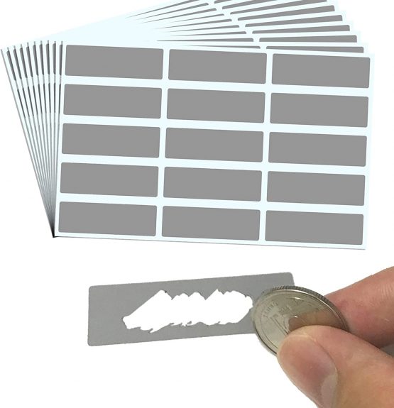 150 Pieces, 48 x 15 mm, Scratch Off Stickers Labels Grey Rectangle