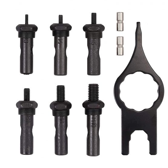 AUTOUTLET Rivet Nut Pliers Set, 14" Professional Rivet Pliers Set with M3 M4 M5 M6 M8 M10 6X Chrome-molybdenum Steel Mandrels, 150 PCS Rivet Nuts, Non-slip Handle for Thick Metal Sheets (Yellow) - Image 4
