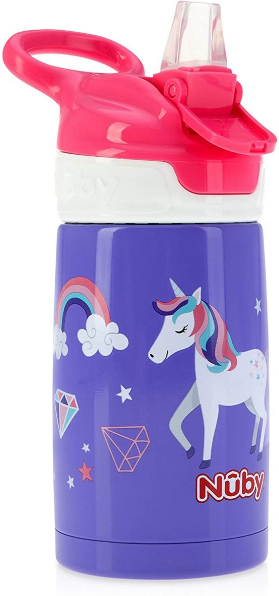 Nuby Sippy Cup, Stainless Steel Kids Water Bottle, Roller Skate