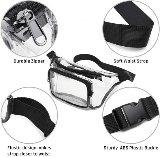 SPEEDEVE Clear Tote Bag Stadium Approved Crossbody Bag,2-Black - Image 2