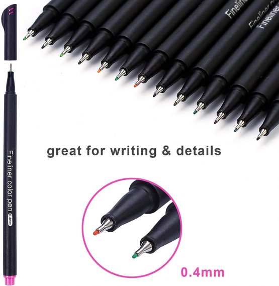Fineliner Pens, Surcotto 24 Colour Fine Point Pens Set 0.4mm Fine Tip colouring pens for Sketch Writing Drawing - Image 2