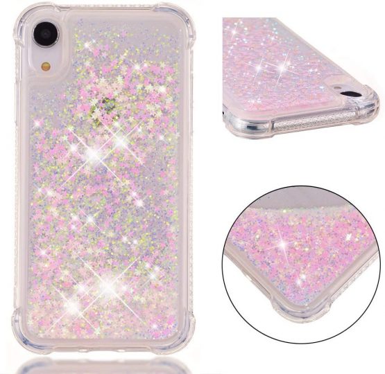 iPhone XR Shockproof Case Liquid, iPhone XR Silicone Case, 3D Bling Flowing Liquid Floating Sparkle Colorful Glitter Quicksand Waterfall TPU Protective Bumper Phone Case for Apple iPhone XR