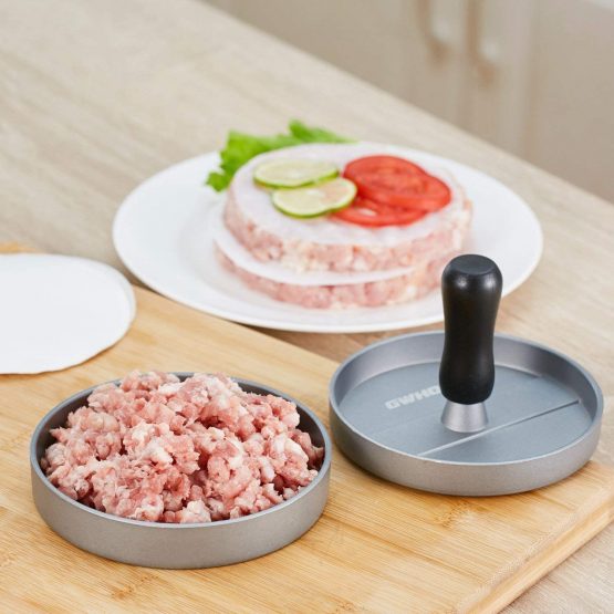 GWHOLE Non Stick Burger Press + 100 Wax Discs, Ideal for BBQ - Image 3