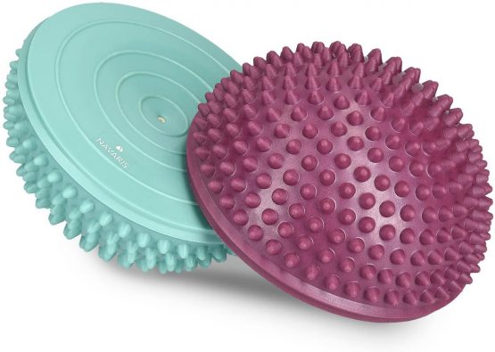 Navaris 2x Hedgehog Balance Pods - Set of 2 Spiky Fitness Domes for Sports, Foot Massage, Stability Training, Balancing Therapy in Multiple Colors