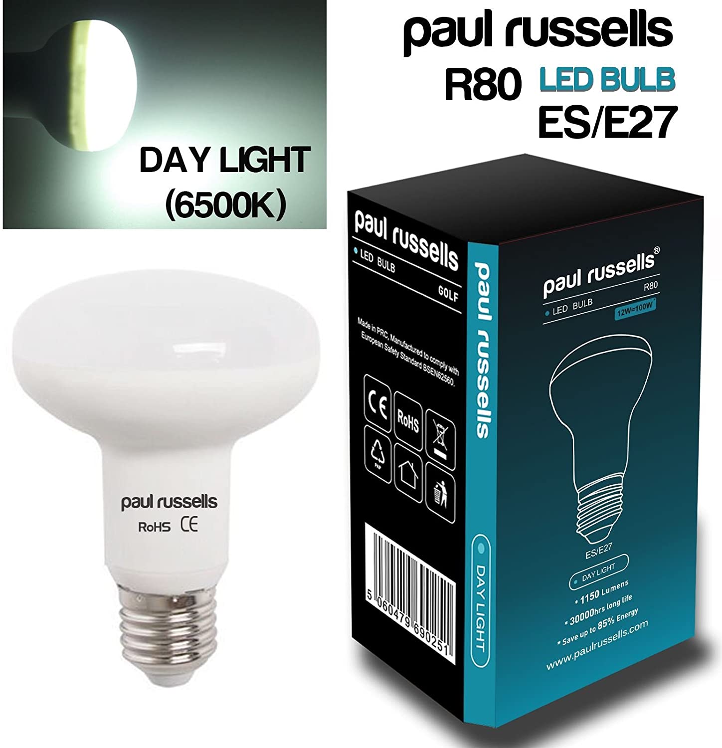 paul russells E27 Spotlight 11W LED Reflector R80 Light Edison Screw, 75w Equivalent Bulb, 1050 Lumen, 6500K Daylight - Image 2