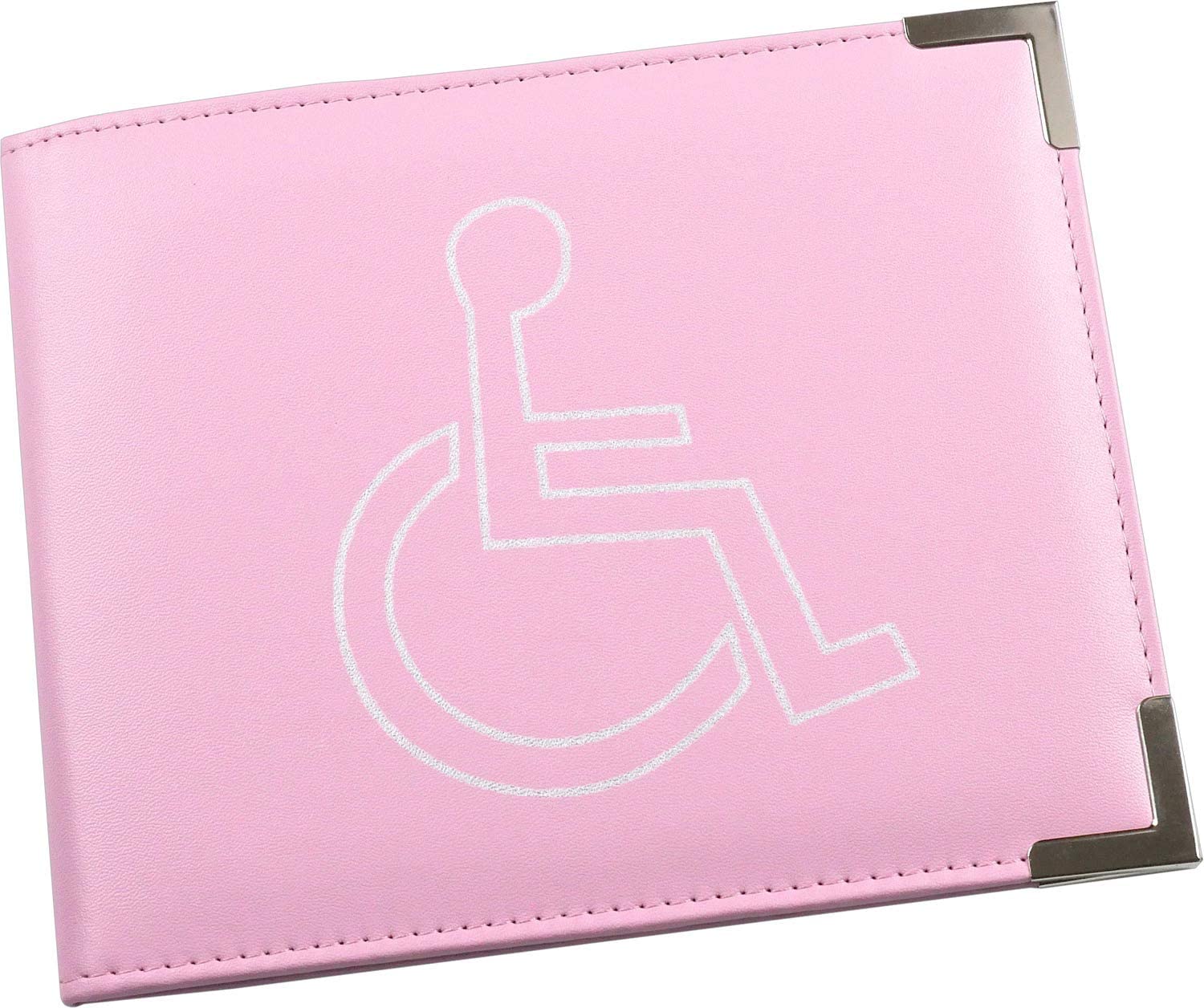 Esposti Disabled Blue Badge & Timer Holder - PU Leather Cover - Metal Corners - Hologram Safe - Pink, 180mm x 145mm