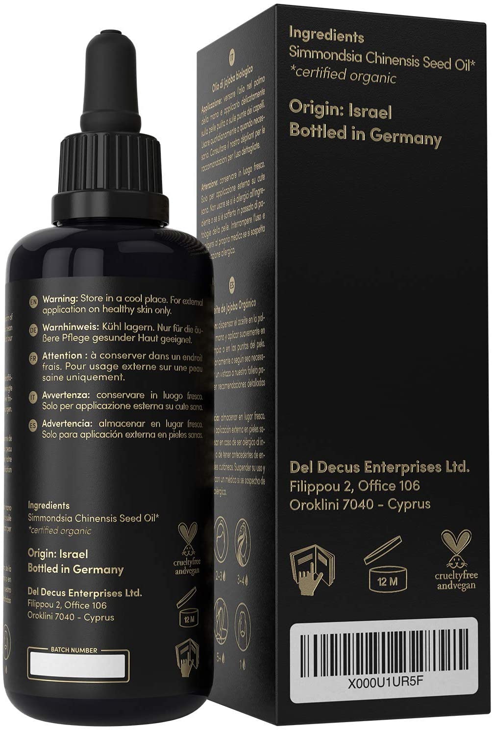 Organic Jojoba Oil 100ml, Cold-Pressed, Vegan Skin & Hair Care with Vitamin E - Image 2