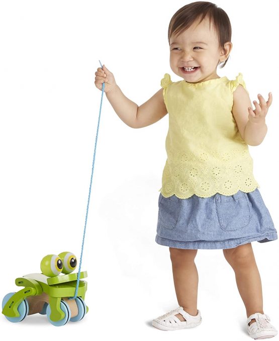 Melissa & Doug First Play Frolicking Frog Wooden Pull Toy - Image 3