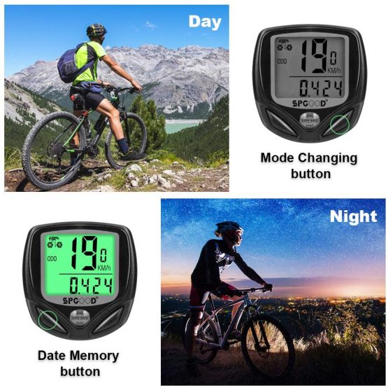 SPGOOD Bike computer wireless 16 functions waterproof LCD speed bike speedometer bike odometer cycling computer cycle speedometer - Image 4