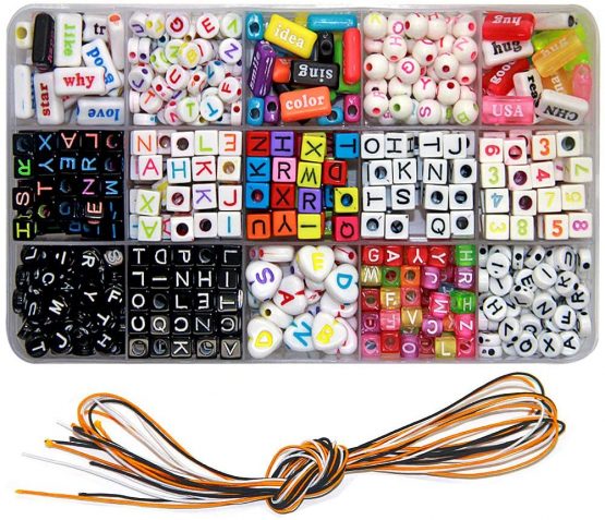 Ewparts Children DIY Bracelet Letter Beads, Acrylic Alphabet Letter Beads for Jewelry Making, Bracelets, Necklaces, Key Chains and Kids Jewelry Making Kit