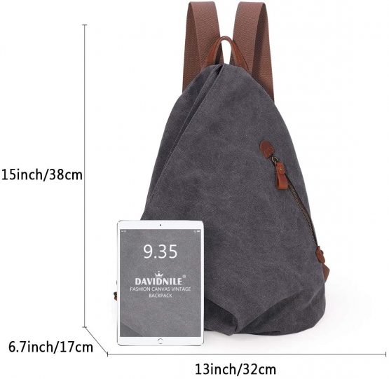 Canvas Vintage Backpack – Large Casual Daypack Outdoor Travel Rucksack Hiking Backpacks Shoulder Bag for Men Women (6882-D) - Image 2