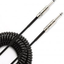 D'Addario Guitar Cable - Guitar Lead - Instrument Cable - Guitar Accessories - Custom Series Coiled Cable - 30 Feet/9.14 Meters - Black - 1 Pack