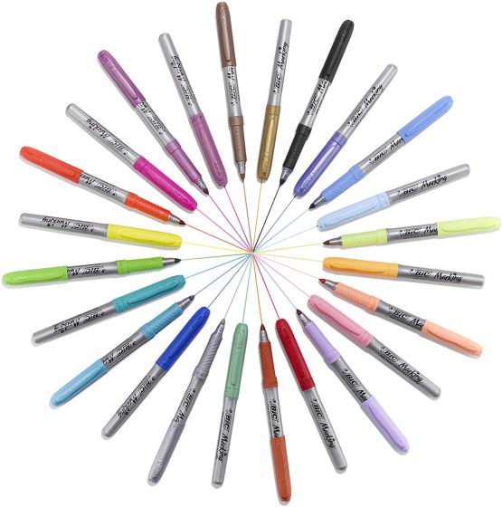 Bic Marking Permanent Markers - Assorted Intense/Pastel/Metallic Colours, Box of 24, Assorted Colours, 992731 - Image 3