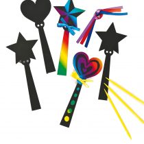 Baker Ross ET590 Magic Wand Scratch Art Bookmarks (Pack of 12) For Kids To Decorate, Arts and Crafts, 18cm