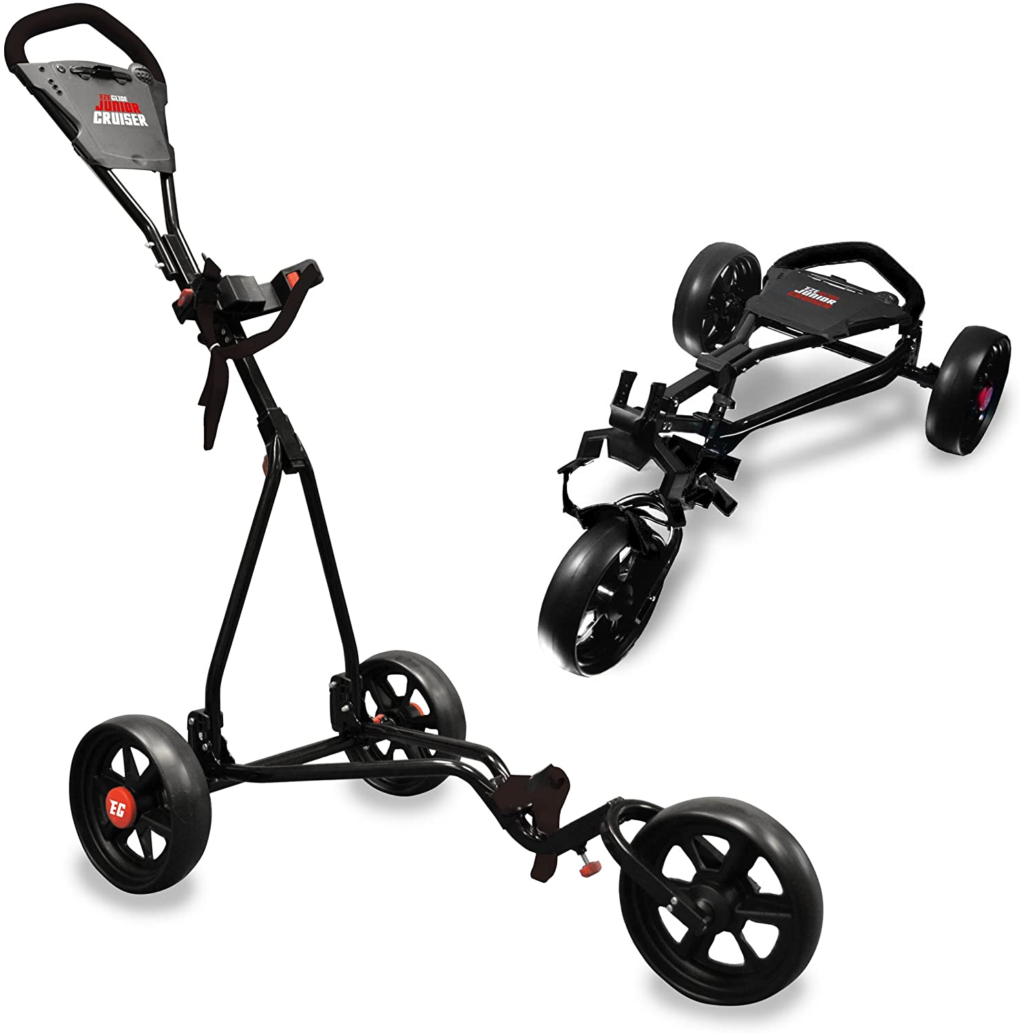 EzeGlide Junior Cruiser Trolley, Kids 3 Wheel Push Golf Cart, Lightweight Compact Frame, Easy Fold Design - Image 4