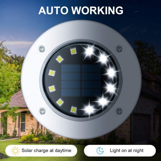 GIGALUMI Solar Ground Lights 12LEDs 8PACK In-Ground Lights Solar Powered Pathway Lights Outdoor Decking Landscape Lamp for Lawn Yard Pool Patio - Image 4