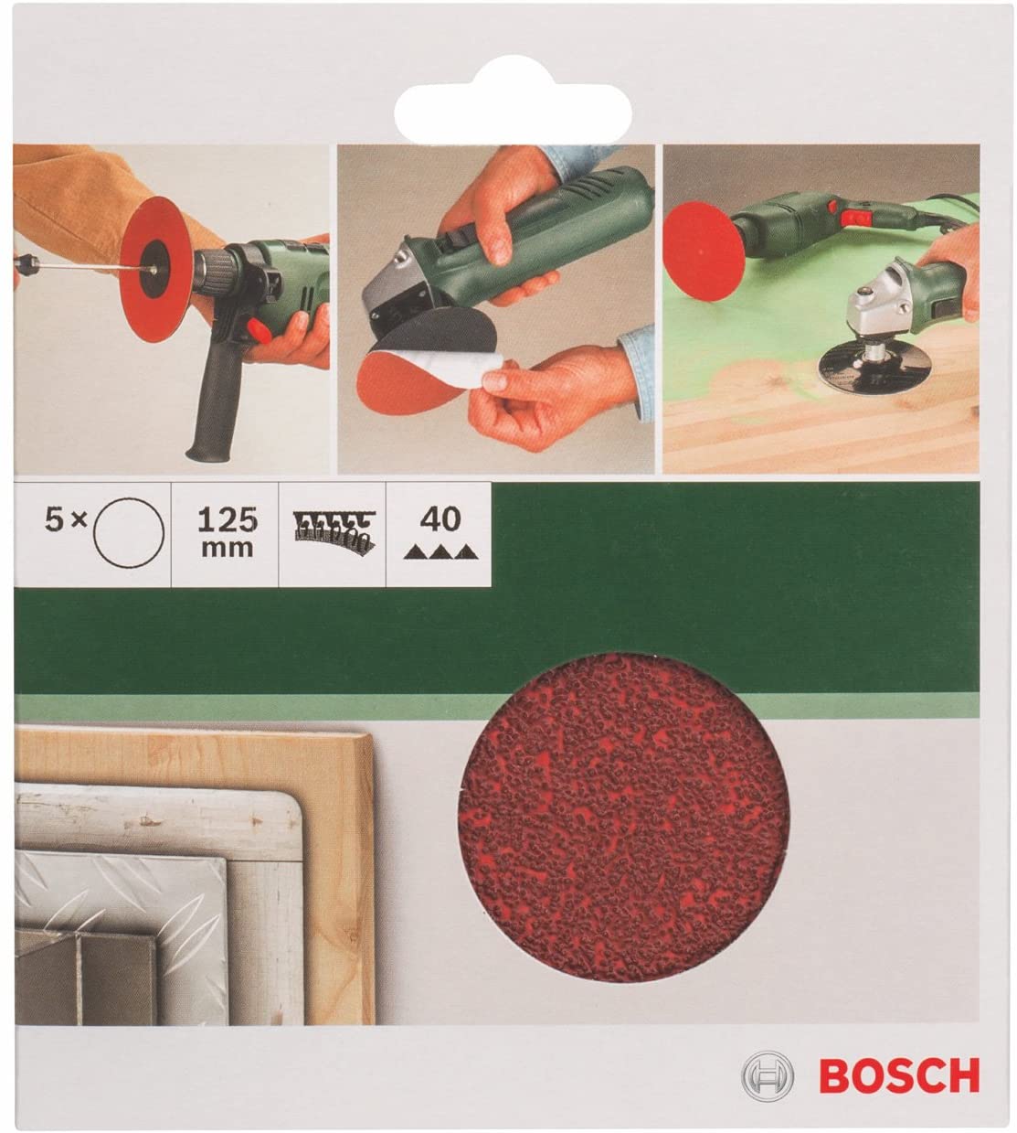 Bosch 2609256B42 Sanding Sheet Set for Angle Grinder and Drill (5-Piece), Red, Körnung 40 - Image 2