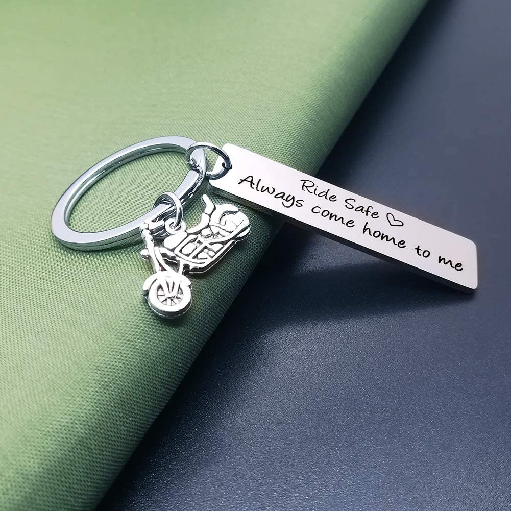 Dabihu Biker Gift Ride Safe Always Come Home to Me Keychain Keyring Gift for Husband Son Valentine's Day Keychains for Boyfriend Dad Girlfriend Key Chain Christmas Birthday Gift for Biker - Image 4