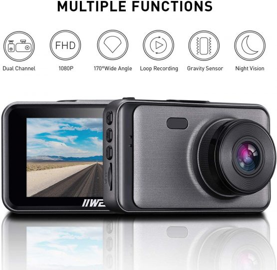 iiwey 4K Dash Cam Front Rear with WIFI GPS, Upgraded Front 4K Rear 1080P or Single Front 4K 2160p@30fps Car Camera, 3” Touchscreen Dashboard Camera, Sony Night Vision, Parking Monitor, App Control - Image 2
