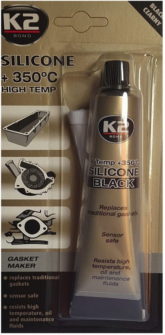 K2  High Temperature Silicone Sealant Dichtsi Likon, Temperature Extremes to + 350   °C; Black; 85g Tube - Image 3