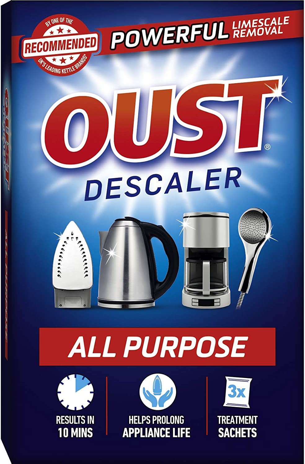 Oust Powerful All Purpose Descaler, Limescale Remover, Ideal for Kettles Coffee Machines, Irons and Shower Heads
