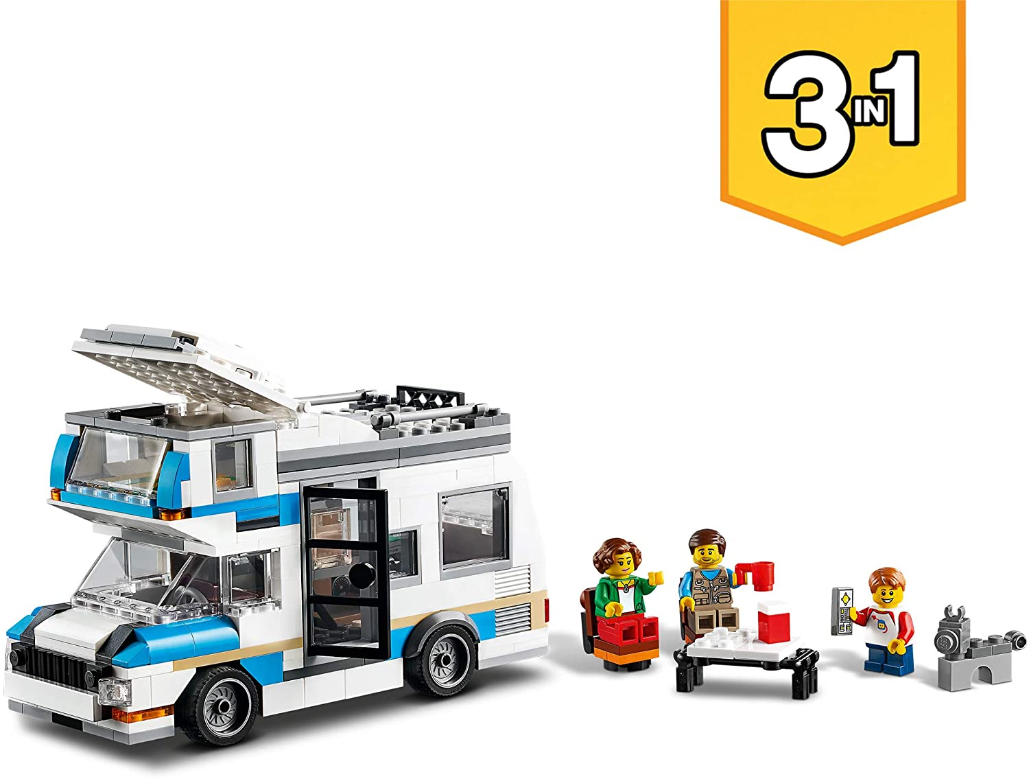 LEGO 31108 Creator 3in1 Caravan Family Holiday Toy with Car, Camperva, Lighthouse, Summer Construction Toy - Image 3