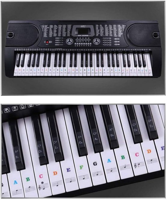 Piano Stickers for 54/61/76/88 Key Keyboards [Transparent and Removable] Full Set Stickers for White and Black Keys (Multi) - Image 4