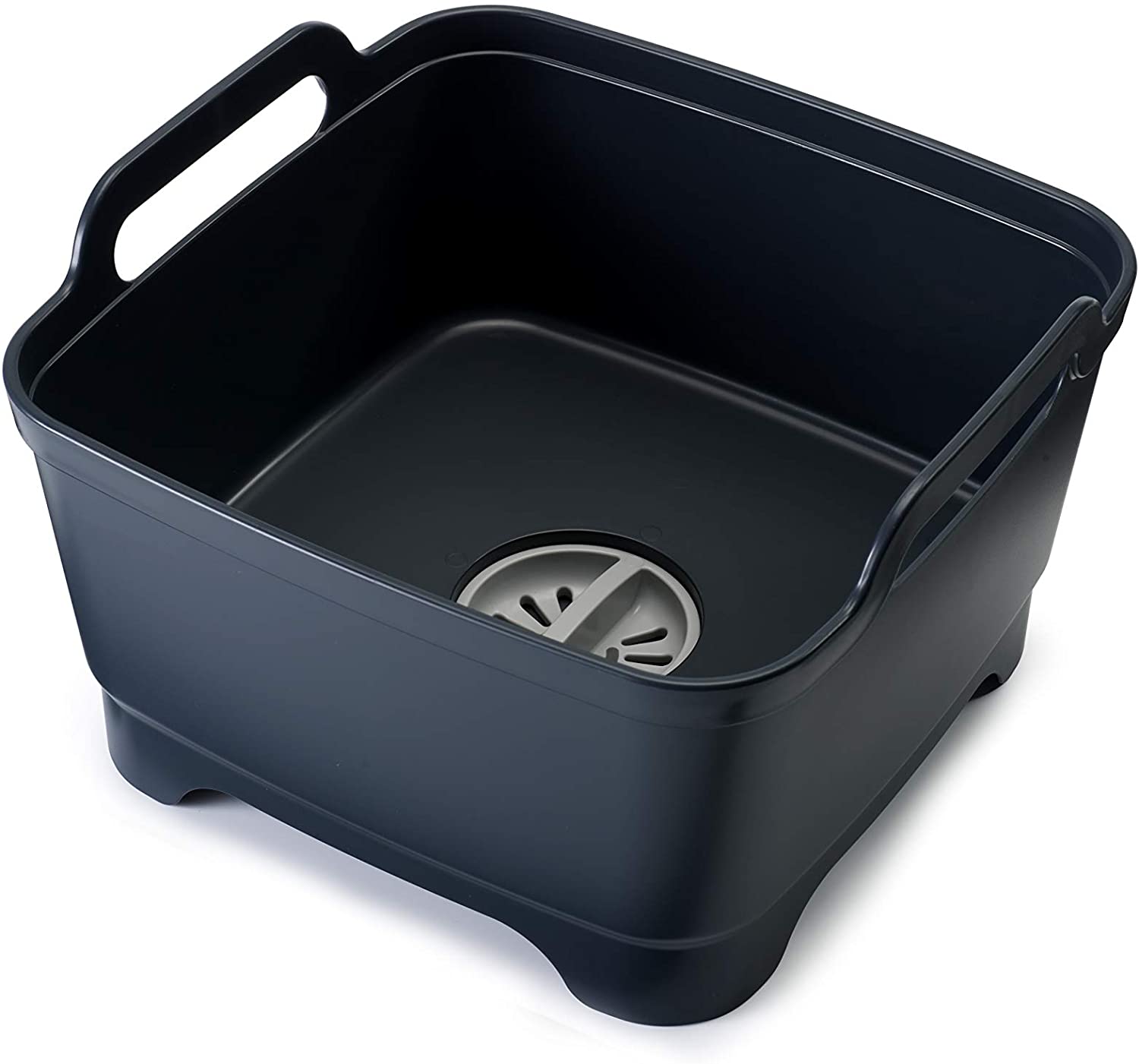 Joseph Joseph Wash and Drain Kitchen Washing Up Bowl for Sink with Handles and Draining Plug 9 Litres, Grey