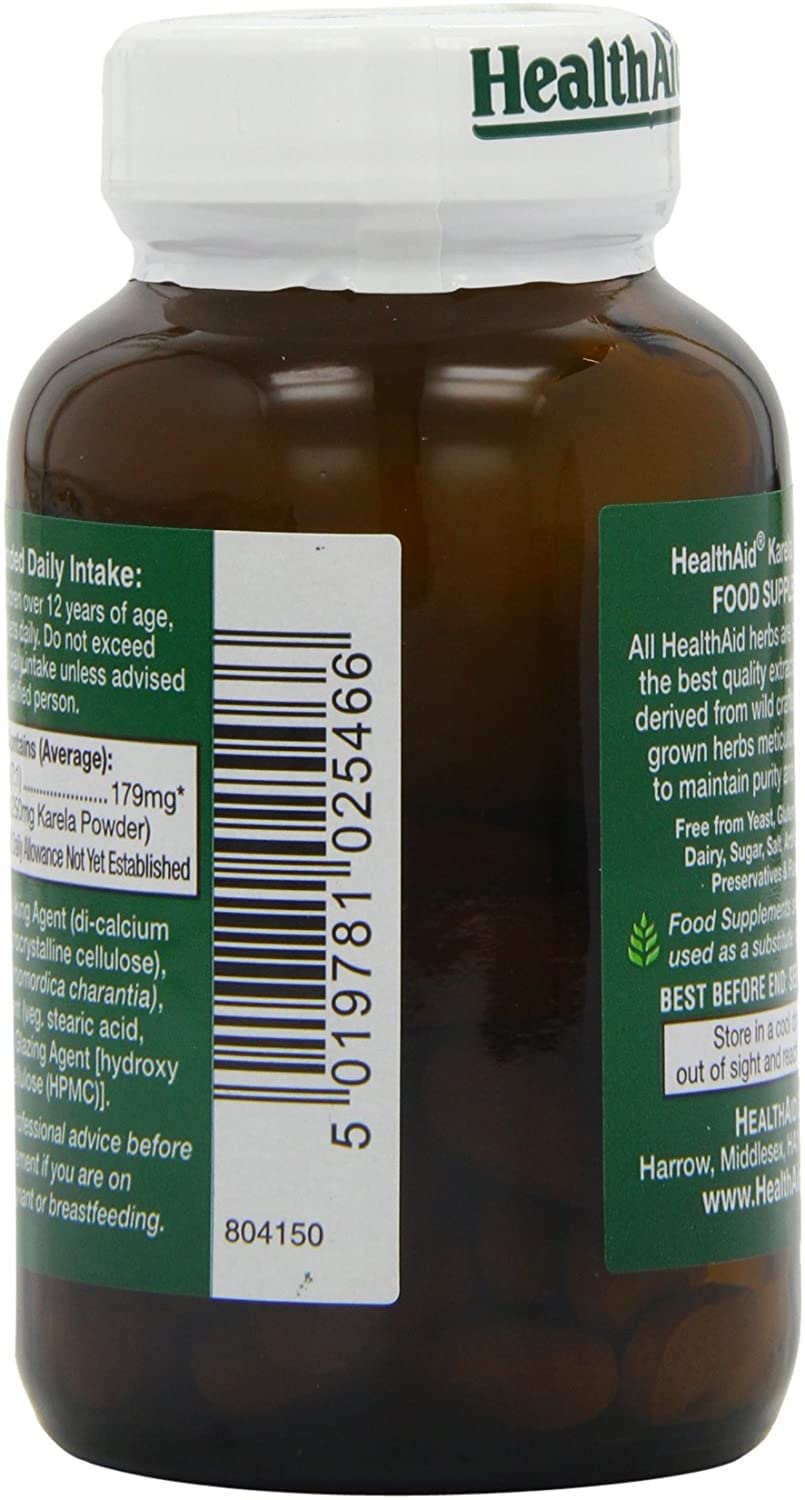 HealthAid Karela Extract 1250mg 60 Tablets, White, 60 count (Pack of 1) - Image 4