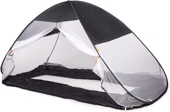 DERYAN Bedtent - 200x90cm - Pop-Up System - Grey - < 1mm Mosquito Net - Protects Your Sleeping Child Against Insects - Including Carrying Bag - Image 3