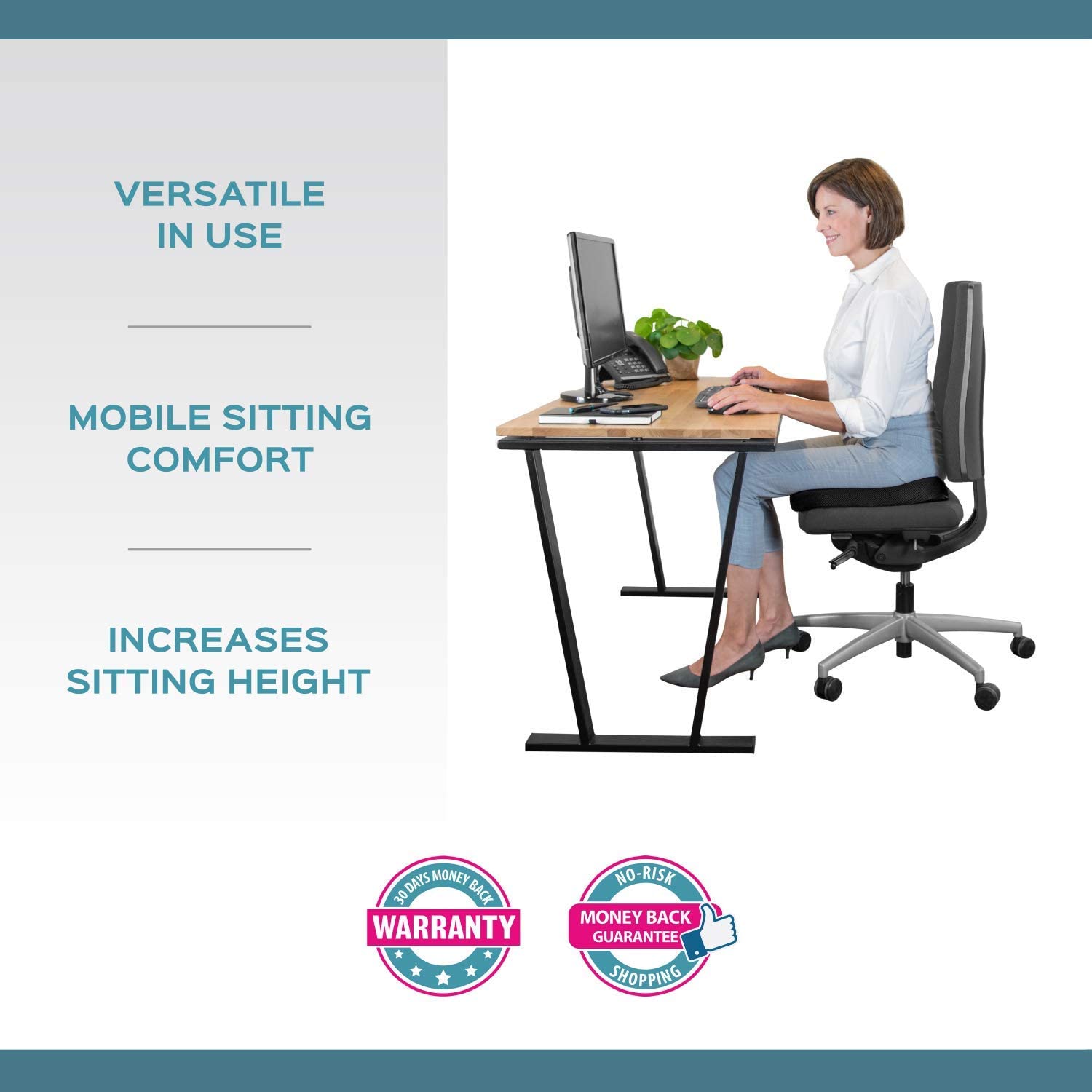 bonmedico Memory Foam Seat Cushion for Office Chair, Non-Slip, Seat Pads for Coccyx Pain Relief to Support Standing - Image 3
