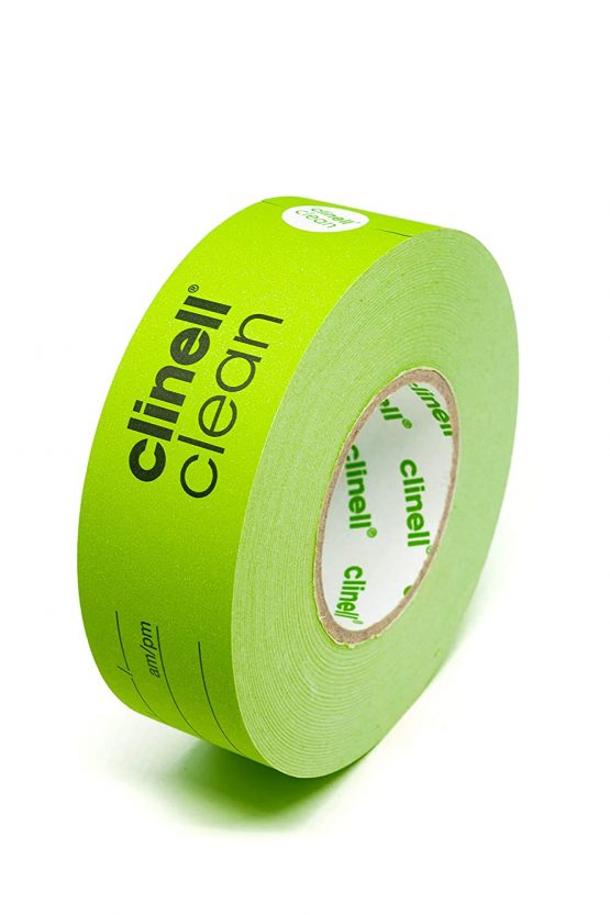 Clinell CCIT100 Indicator Tape - Sanitation Procedure Indicator Tape - 100 m Roll - Comes with Pen, No Sticky Residue - Green I Am Clean Tape - Image 2