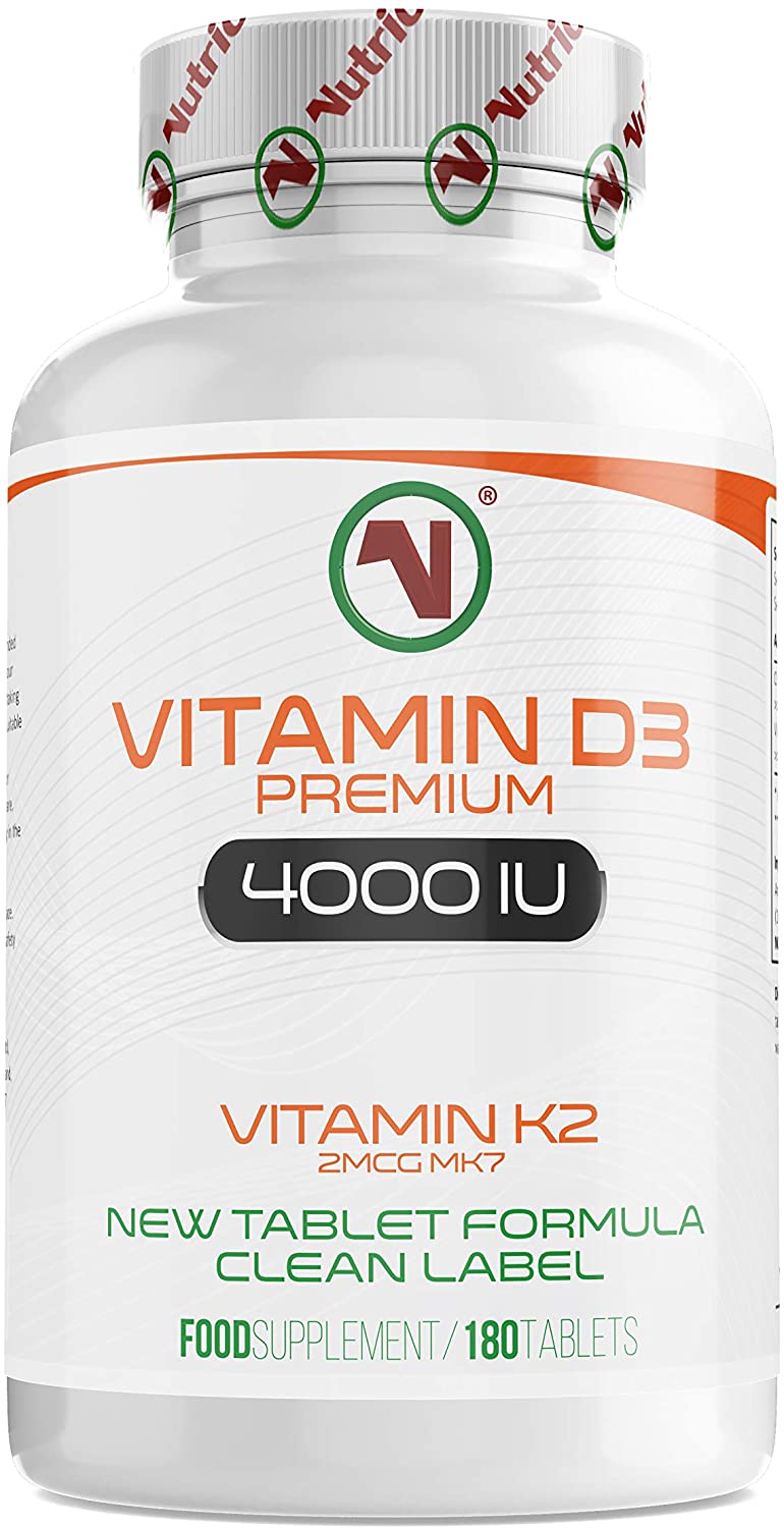 Nutriodol Vitamin D3 4000 IU + K2 MK-7 (20 μg, Natto-Derived) - 180 Micro-Tablets, 180 count (Pack of 1)
