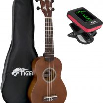 TIGER UKE12-TN | Beginner Soprano Ukulele | with Chromatic Tuner and Bag | Natural