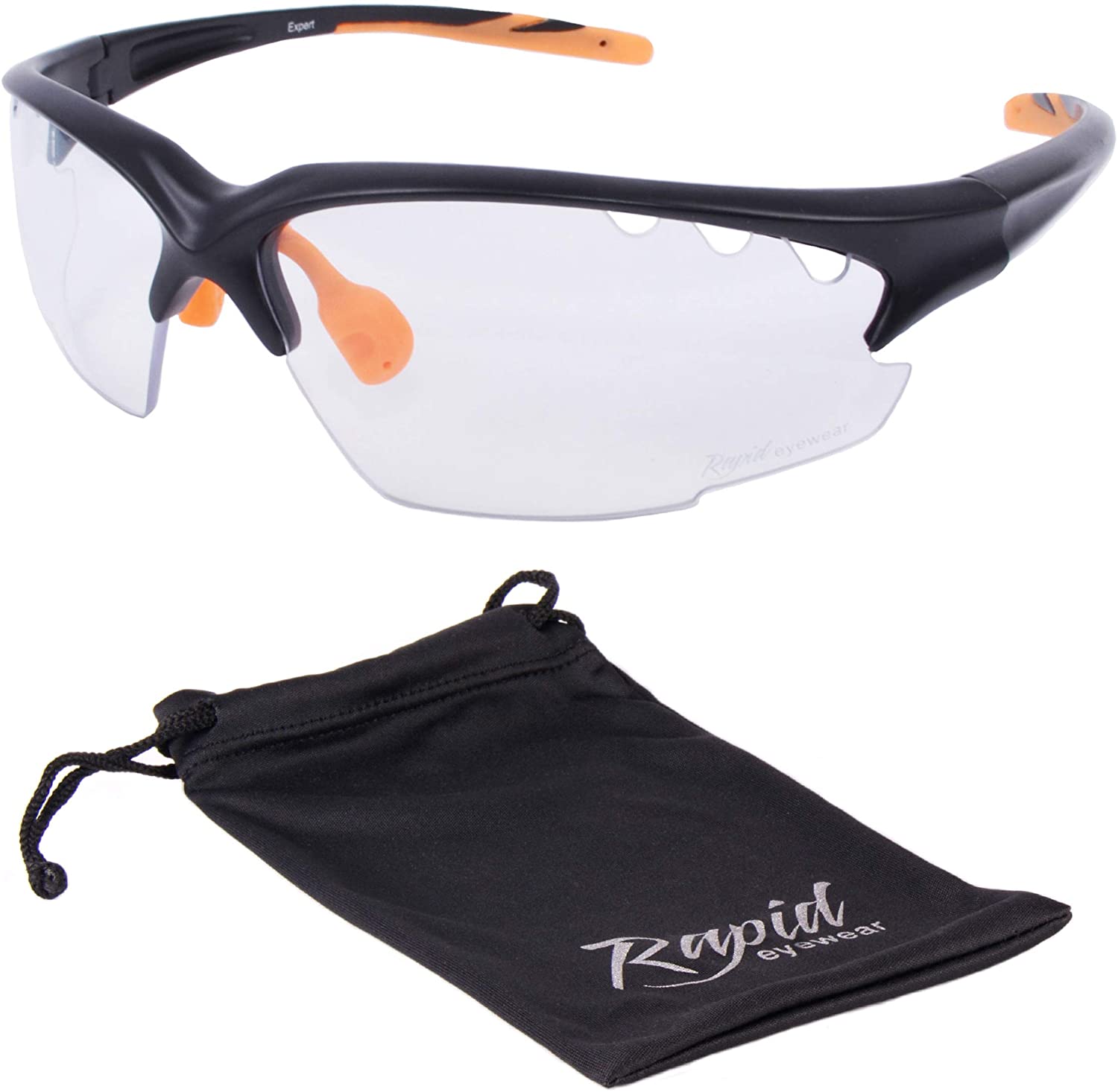 Rapid Eyewear 'Expert Clear' Cycling and Sports Glasses for Men & Women. UV 400 Sunglasses. Impact Resistant Transparent Lenses. Also for Squash Cricket - Image 4