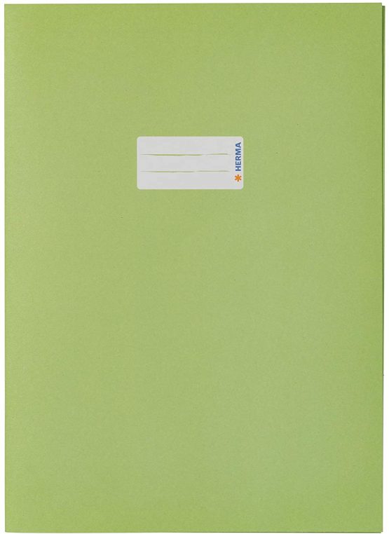 HERMA Paper Exercise Book Cover A4, with Inscription Field, Made of 100% Recycled Paper, Slip on Cover Jackets for School, Light Green