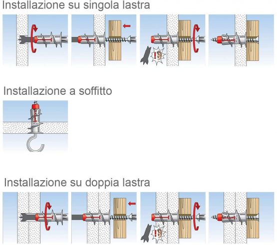 fischer Duoblade, Tasselli Autoforanti Espandenti per Cartongesso, 50 Pezzi 545675, Grigio/Rosso - Image 4