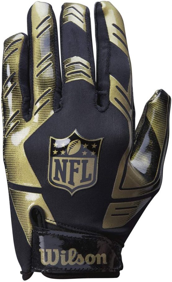 Wilson NFI Stretch Fit Receivers Glove American Football, Black/Gold, One Size