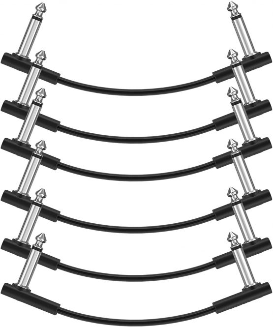 Donner 15cm Guitar Effect Pedal Cable Flat Patch Cable Black 6-Pack