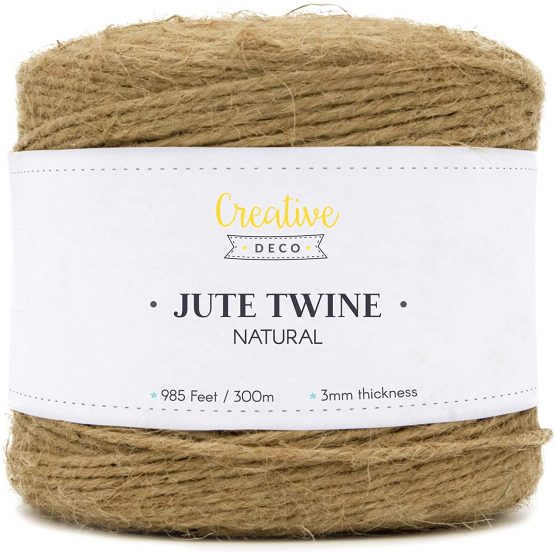 Creative Deco 985 Feet Jute Twine Rope String Natural Brown | 300 m Garden String Roll | 2-3 mm Thickness 3 Ply | Perfect Cord for Cat Arts and Crafts DIY Decoration Gift Wrapping | Thick & Strong