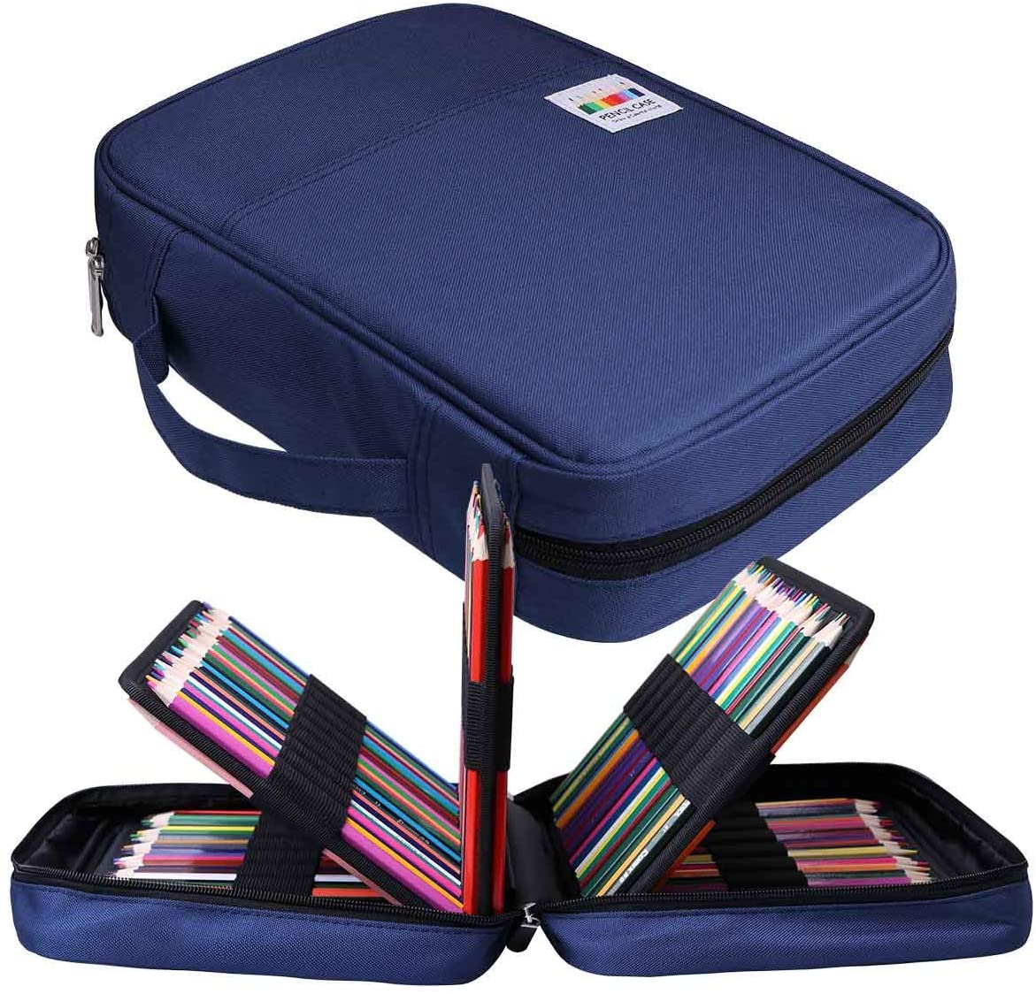 JAKAGO Large Pencil Case Big Capacity Holds 220 Colored Pencils,Portable Waterproof Storage Stationery Bag,Great Gift for Women/Man/Student/Artist (Blue)