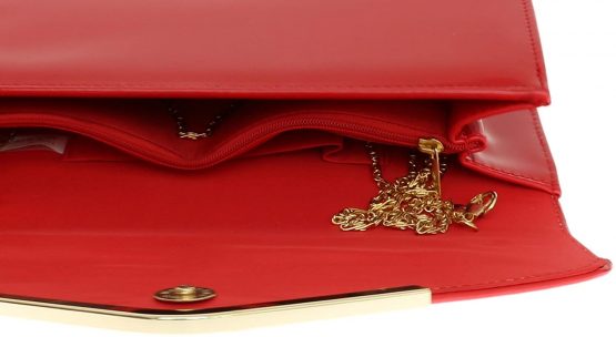 Girly HandBags Patent Faux Leather Envelope Clutch Bag Shoulder Bag Party - Image 3