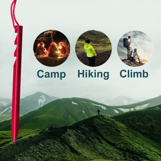 Gibot Camping Tent Pegs Stakes, Set of 10 Ultralight Heavy Duty Aluminum Alloy Tent Stakes Pegs Nails - Image 3